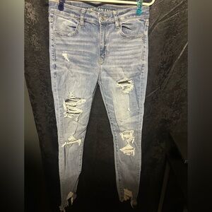 American Eagle Outfitters Light Blue Distressed Skinny Jeans
